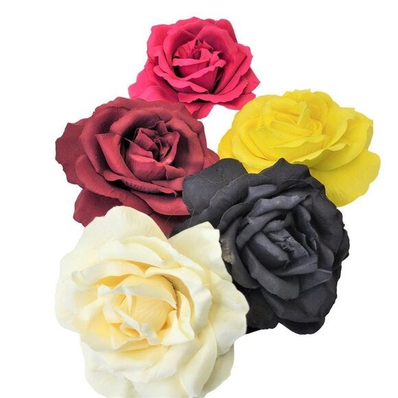 Black Flower Fascinator Brooch Corsage Rose Brooch Pin - Picture 2 of 9